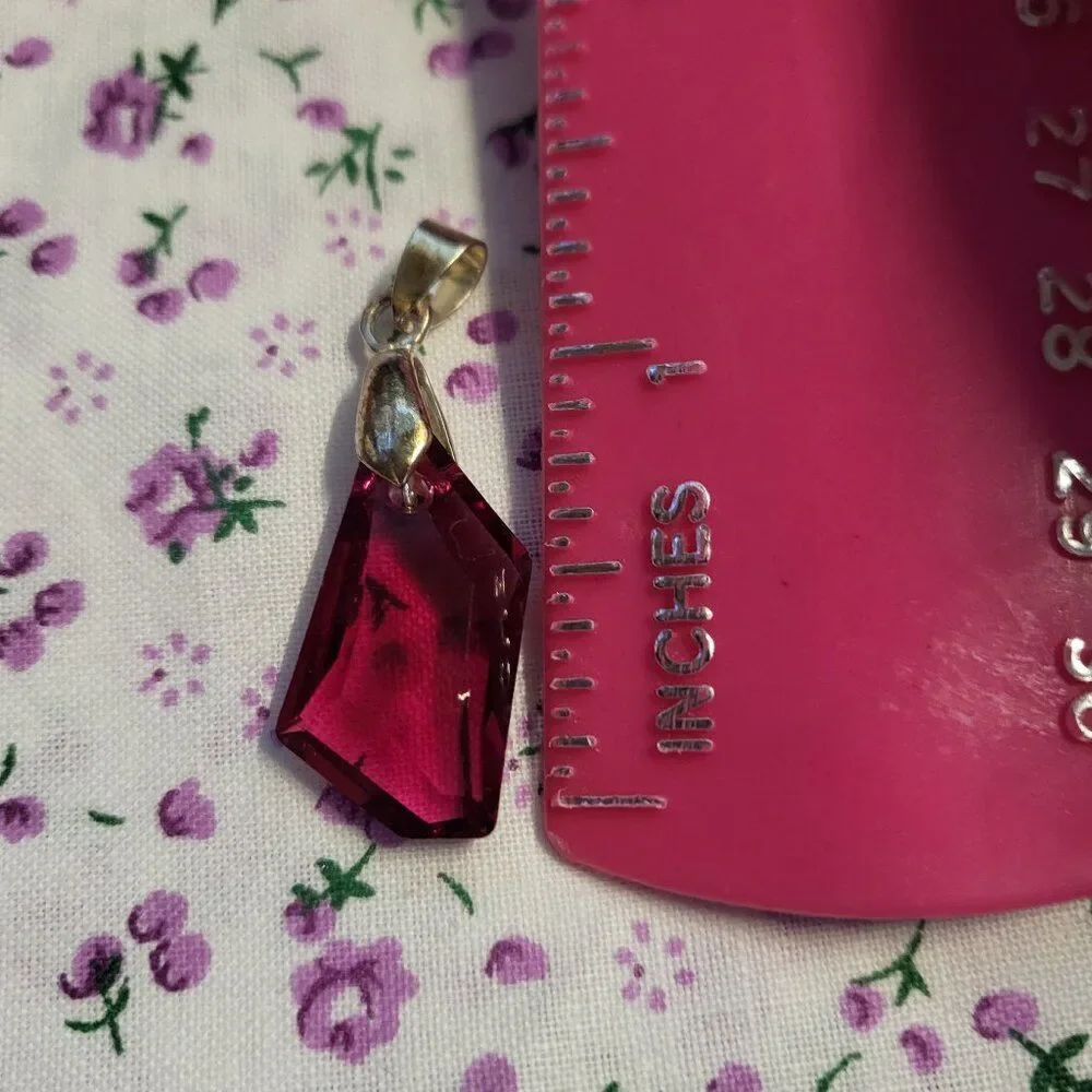 Red & White Swarovski Crystal Hook Earrings and Pendant
